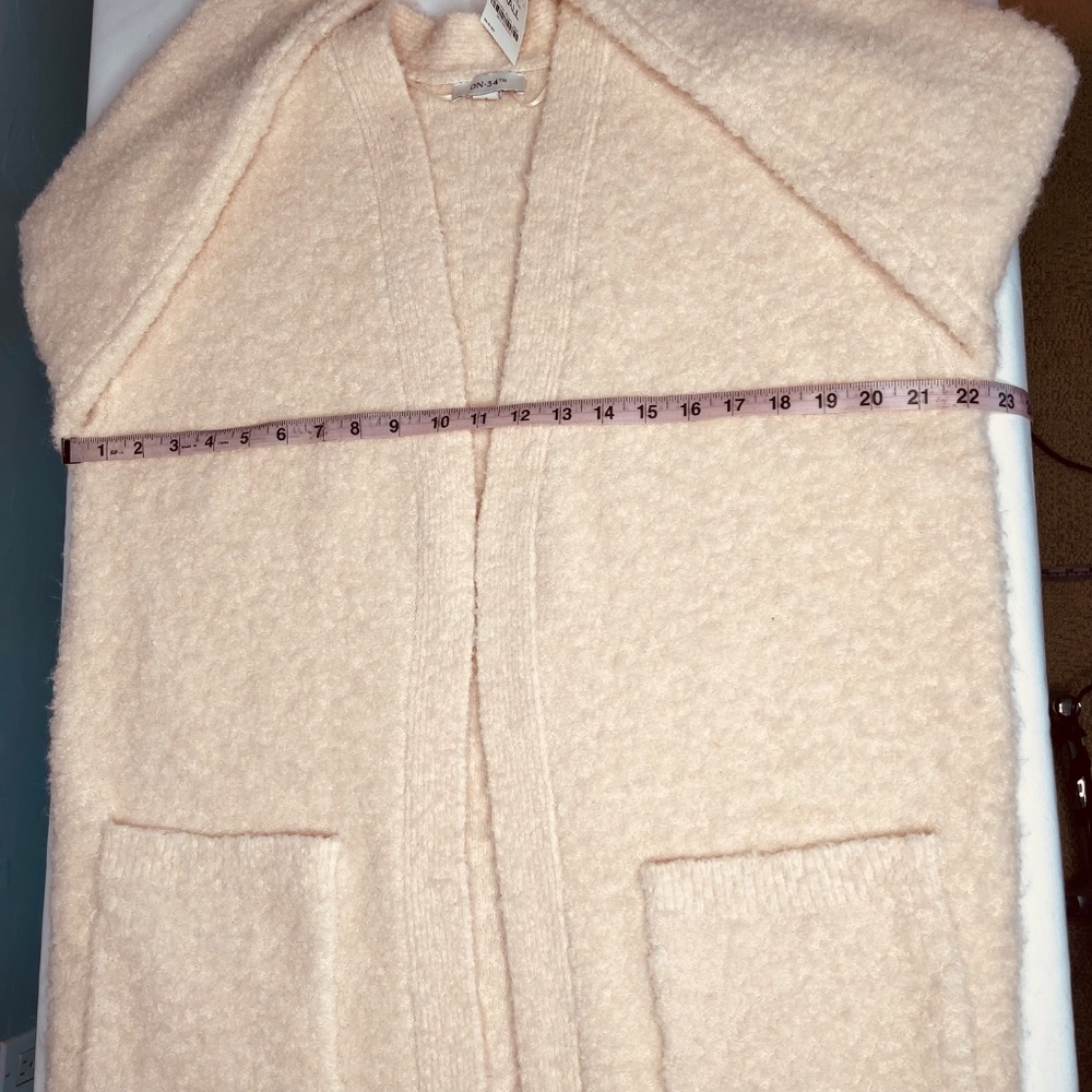 Bohemian  Boucle long, open-front duster cardigan, in PASTEL ROSE TAN size S - Picture 7 of 13